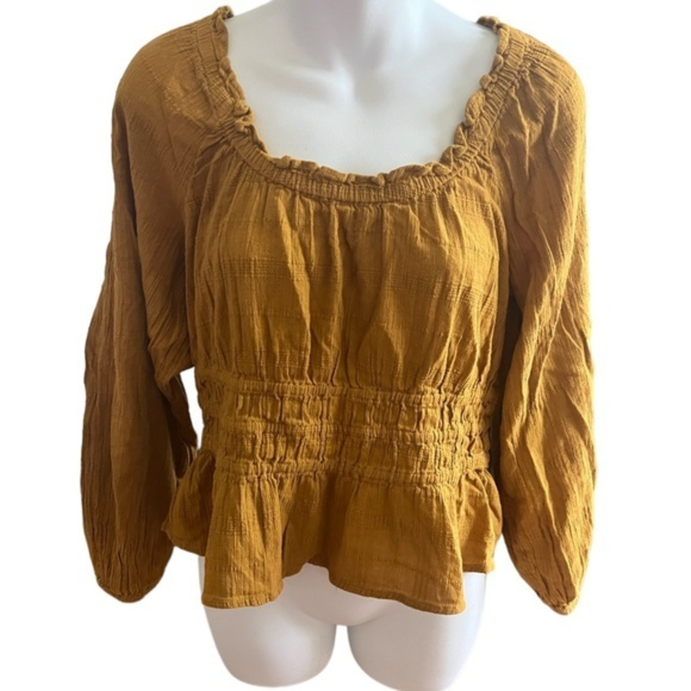 Madewell Boho Mustard Blouse L‎